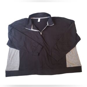 NWT Xersion women's black and gray athletic zip pull over top.